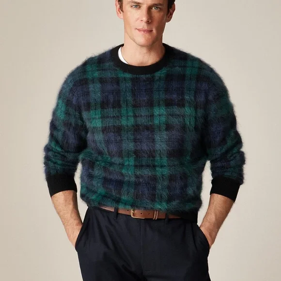 J. Crew Brushed cashmere sweater in Black Watch tartan Large - Picture 1 of 7